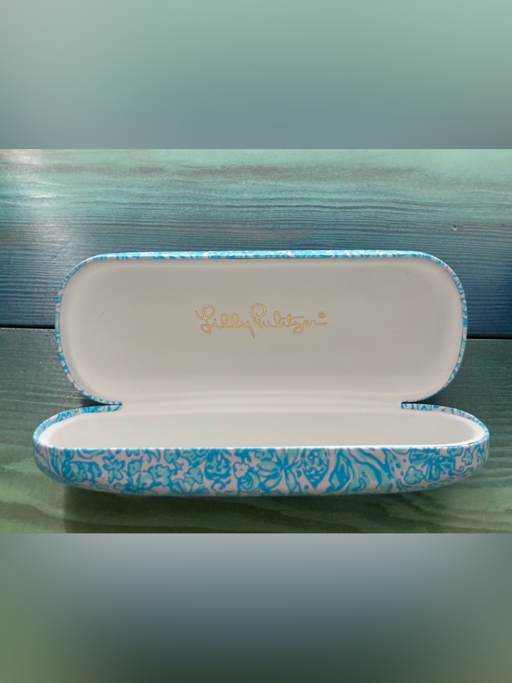 Lilly Pulitzer Turquoise Floral Pattern Eyeglass Case - Picture 4 of 5